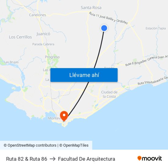 Ruta 82 & Ruta 86 to Facultad De Arquitectura map