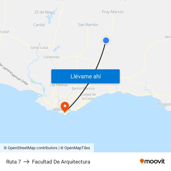 Ruta 7 to Facultad De Arquitectura map