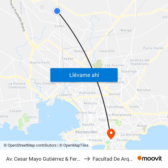 Av. Cesar Mayo Gutiérrez & Fernando Menck to Facultad De Arquitectura map