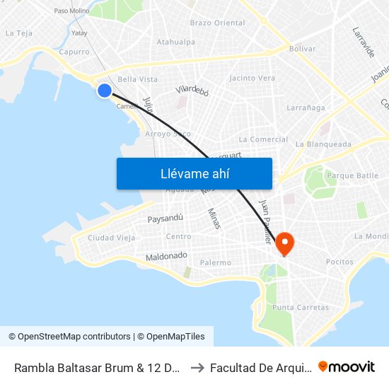 Rambla Baltasar Brum & 12 De Diciembre to Facultad De Arquitectura map