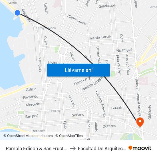 Rambla Edison & San Fructuoso to Facultad De Arquitectura map