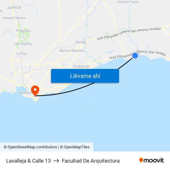 Lavalleja & Calle 13 to Facultad De Arquitectura map