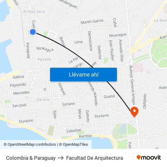 Colombia & Paraguay to Facultad De Arquitectura map