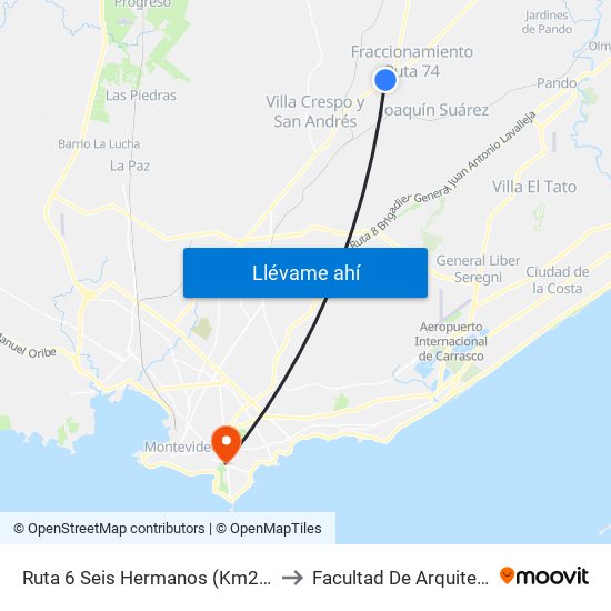 Ruta 6 Seis Hermanos (Km26.600) to Facultad De Arquitectura map