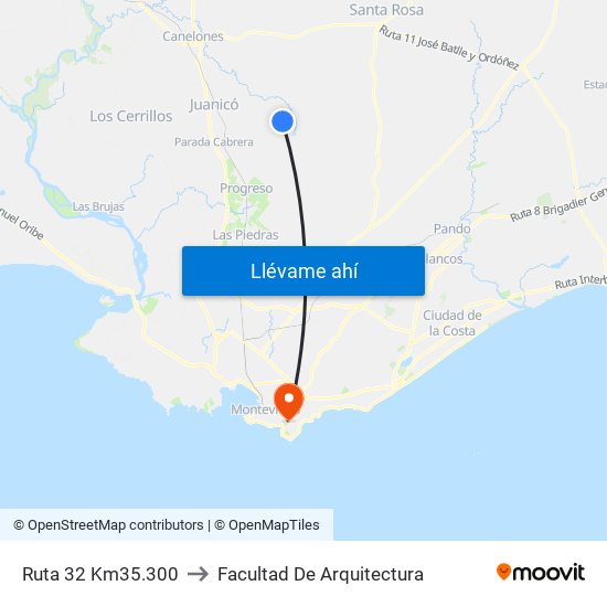 Ruta 32 Km35.300 to Facultad De Arquitectura map