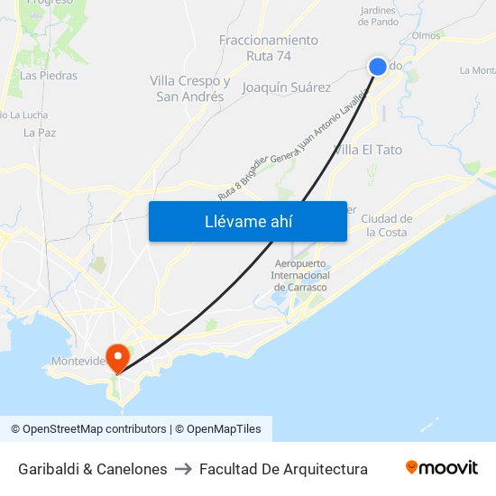 Garibaldi & Canelones to Facultad De Arquitectura map