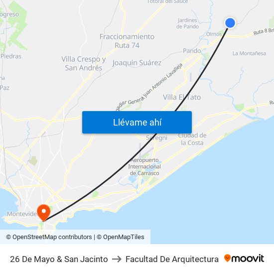 26 De Mayo & San Jacinto to Facultad De Arquitectura map