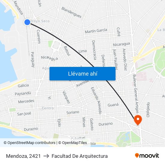 Mendoza, 2421 to Facultad De Arquitectura map
