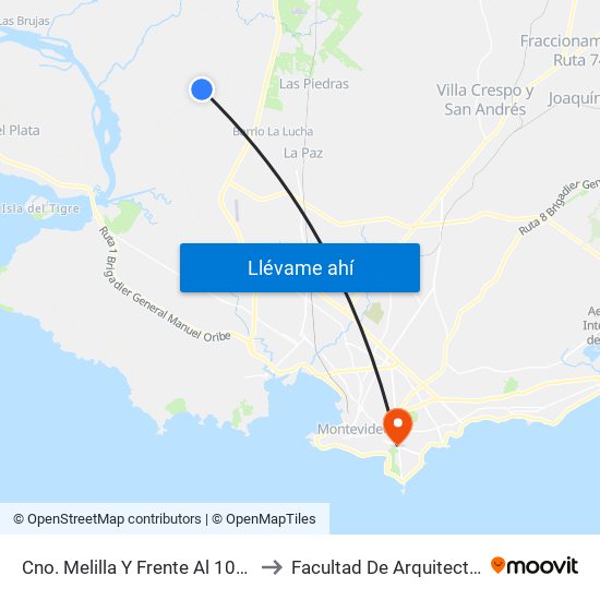 Cno. Melilla Y Frente Al 10975 to Facultad De Arquitectura map