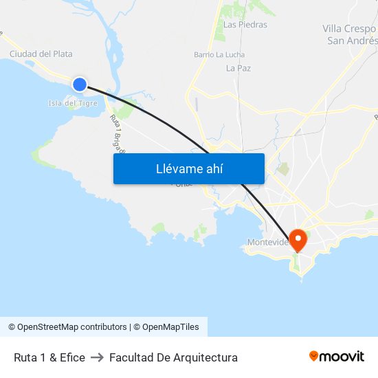 Ruta 1 & Efice to Facultad De Arquitectura map