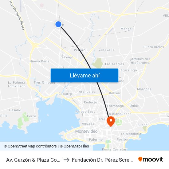 Av. Garzón & Plaza Colón to Fundación Dr. Pérez Scremini map