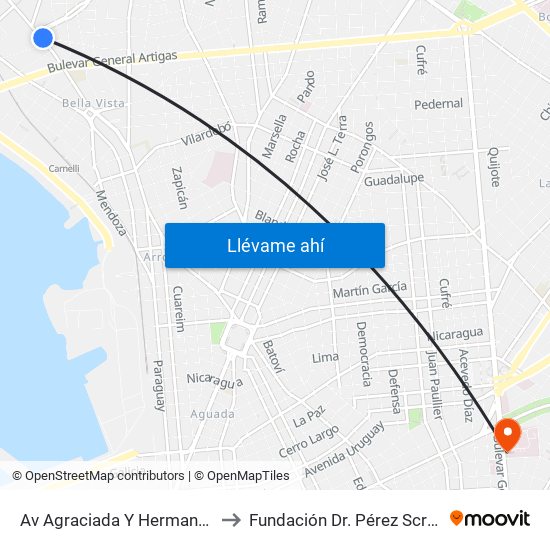 Av Agraciada Y Hermanos Gil to Fundación Dr. Pérez Scremini map