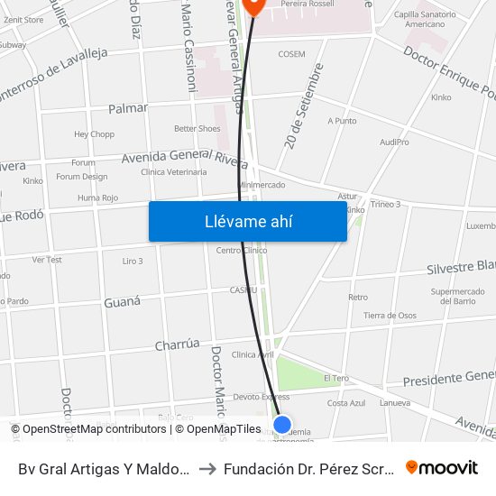 Bv Gral Artigas Y Maldonado to Fundación Dr. Pérez Scremini map