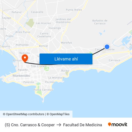 (S) Cno. Carrasco & Cooper to Facultad De Medicina map