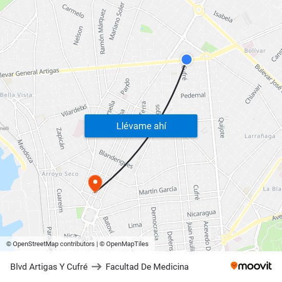Blvd Artigas Y Cufré to Facultad De Medicina map