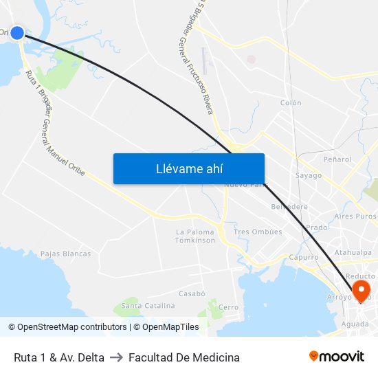 Ruta 1 & Av. Delta to Facultad De Medicina map