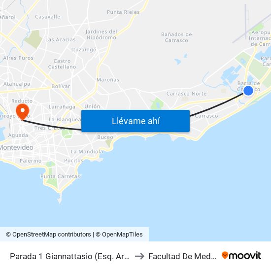 Parada 1 Giannattasio (Esq. Armenia) to Facultad De Medicina map
