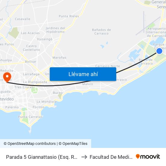 Parada 5 Giannattasio (Esq. Racine) to Facultad De Medicina map