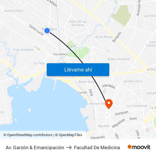 Av. Garzón & Emancipación to Facultad De Medicina map