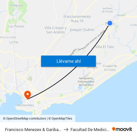 Francisco Menezes & Garibaldi to Facultad De Medicina map