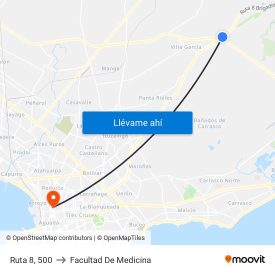 Ruta 8, 500 to Facultad De Medicina map