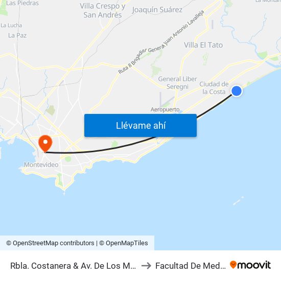 Rbla. Costanera & Av. De Los Medanos to Facultad De Medicina map