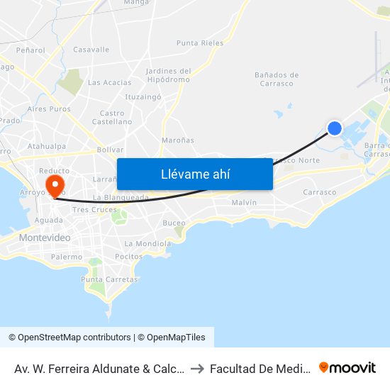 Av. W. Ferreira Aldunate & Calcagno to Facultad De Medicina map