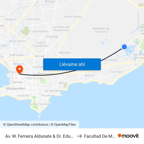 Av. W. Ferreira Aldunate & Dr. Eduardo Acevedo to Facultad De Medicina map