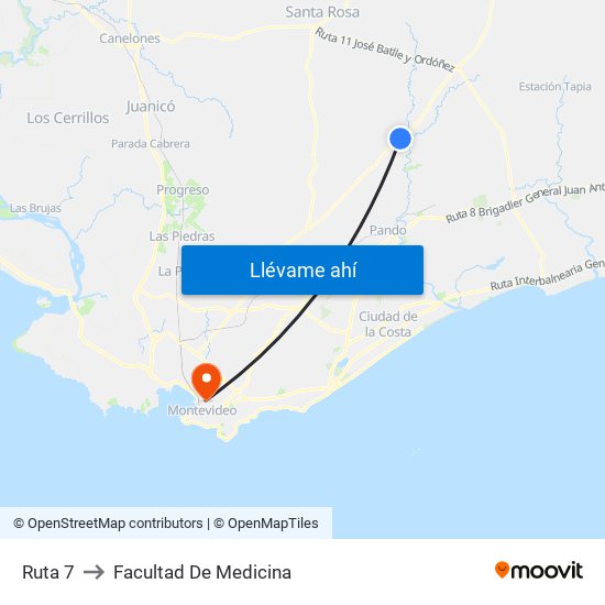 Ruta 7 to Facultad De Medicina map