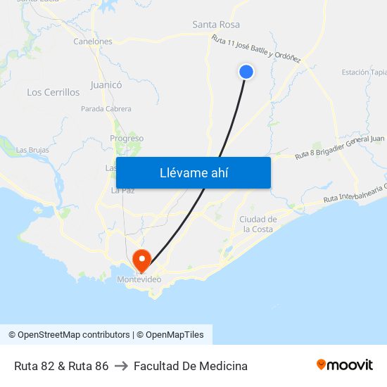 Ruta 82 & Ruta 86 to Facultad De Medicina map