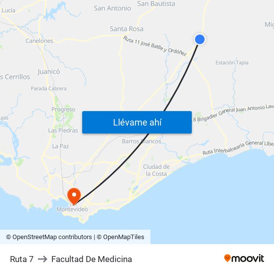 Ruta 7 to Facultad De Medicina map