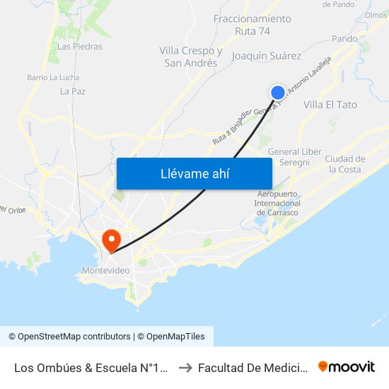 Los Ombúes & Escuela N°175 to Facultad De Medicina map