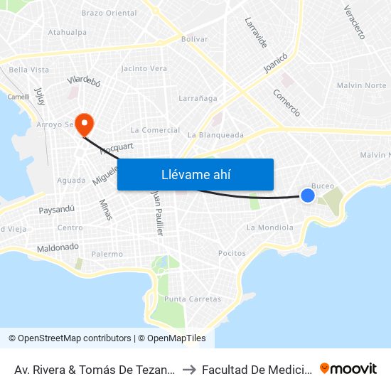 Av. Rivera & Tomás De Tezanos to Facultad De Medicina map