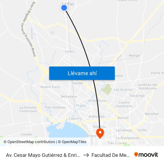 Av. Cesar Mayo Gutiérrez & Enrique Erro to Facultad De Medicina map