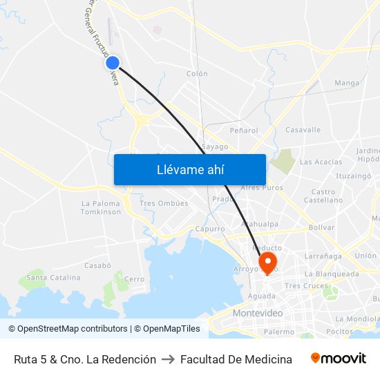 Ruta 5 & Cno. La Redención to Facultad De Medicina map