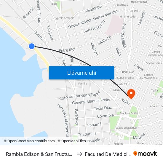 Rambla Edison & San Fructuoso to Facultad De Medicina map