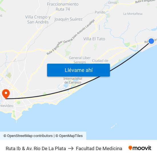 Ruta Ib & Av. Río De La Plata to Facultad De Medicina map