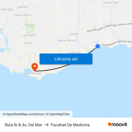 Ruta Ib & Av. Del Mar to Facultad De Medicina map