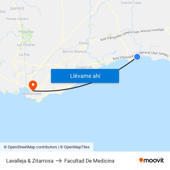 Lavalleja & Zitarrosa to Facultad De Medicina map