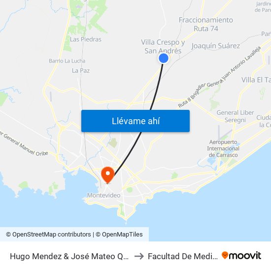 Hugo Mendez & José Mateo Quiroga to Facultad De Medicina map