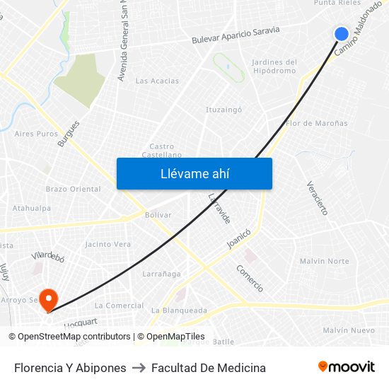 Florencia Y Abipones to Facultad De Medicina map