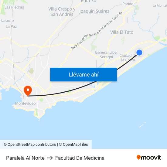 Paralela Al Norte to Facultad De Medicina map