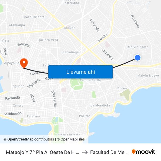 Mataojo Y 7º Pla Al Oeste De H Yrigoyen to Facultad De Medicina map
