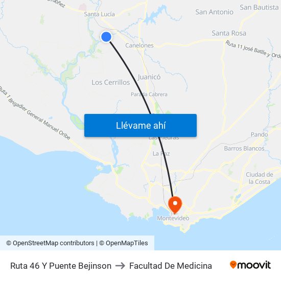 Ruta 46 Y Puente Bejinson to Facultad De Medicina map