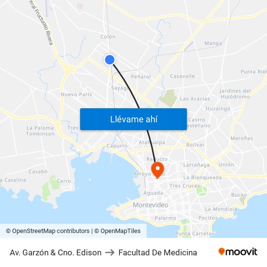 Av. Garzón & Cno. Edison to Facultad De Medicina map