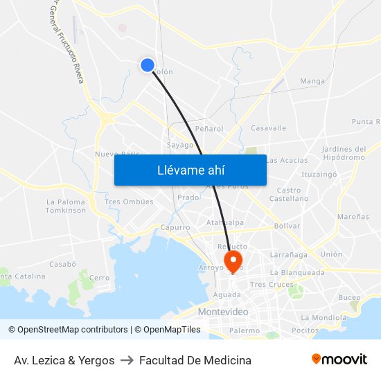 Av. Lezica & Yergos to Facultad De Medicina map