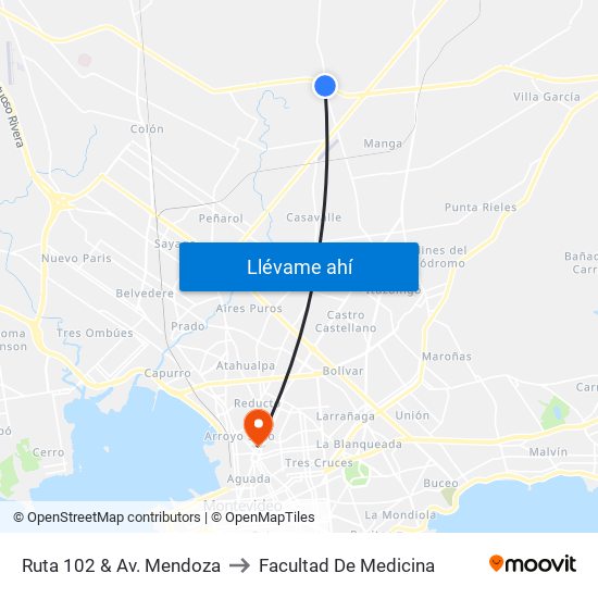 Ruta 102 & Av. Mendoza to Facultad De Medicina map