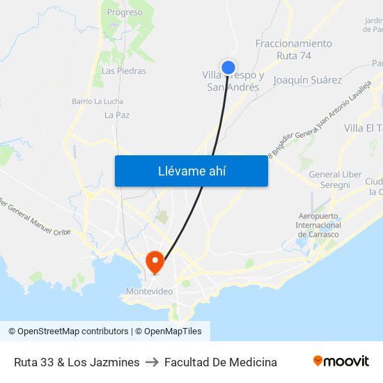 Ruta 33 & Los Jazmines to Facultad De Medicina map