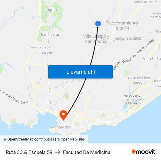 Ruta 33 & Escuela 59 to Facultad De Medicina map