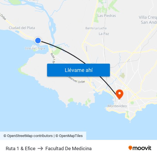 Ruta 1 & Efice to Facultad De Medicina map
